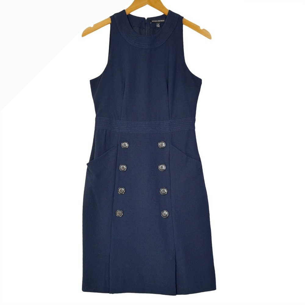 Banana Republic Womens Size 0 Navy Utility Dress Button Pocket